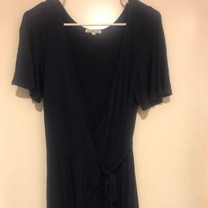 Navy blue shirt sleeve wrap dress